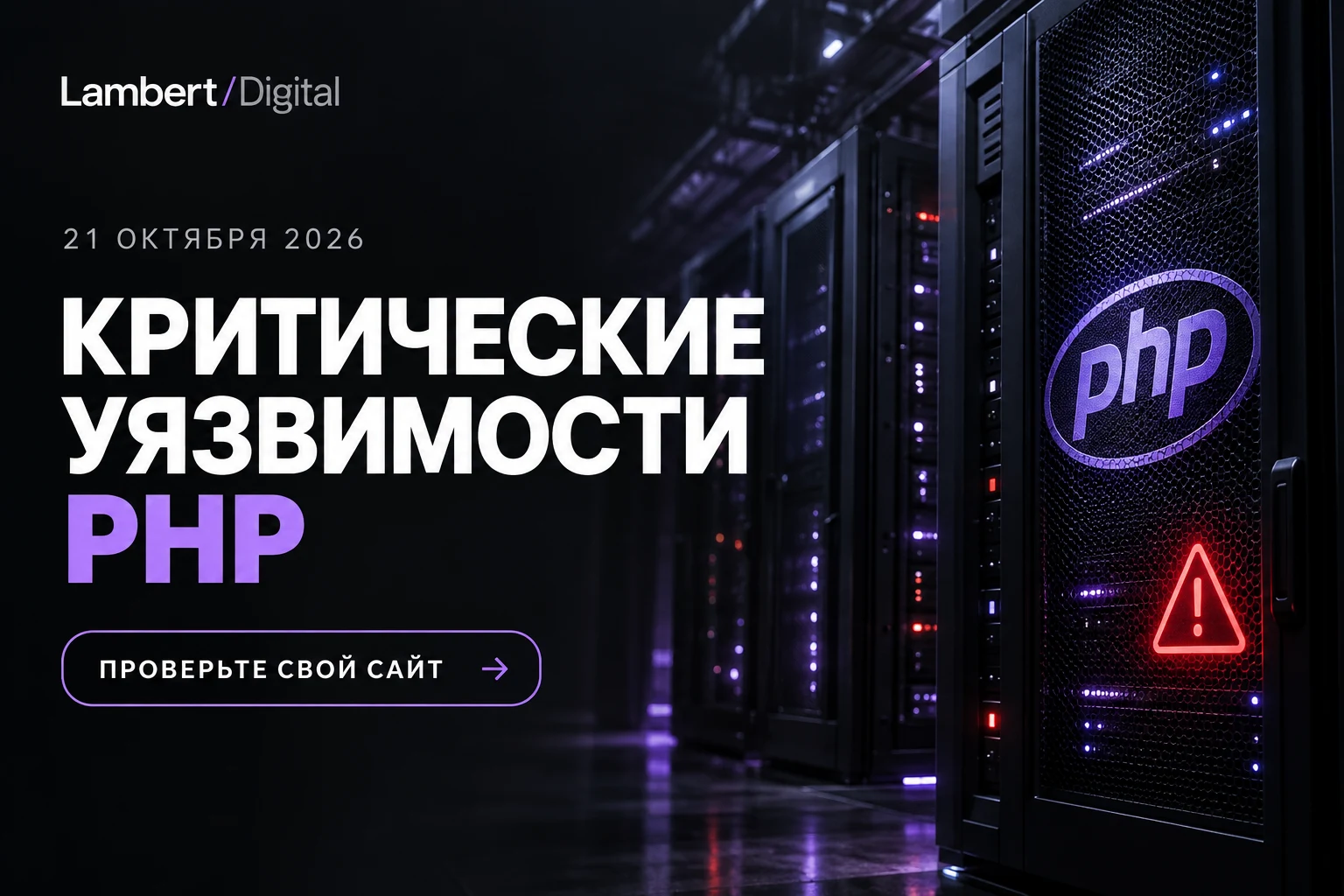 21 октября 2026 — критические уязвимости PHP. Проверьте свой сайт. Авторская иллюстрация Lambert/Digital.